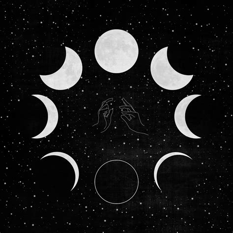 Black And White Moon Phases Art Print Witchy Moon Art Print Etsy