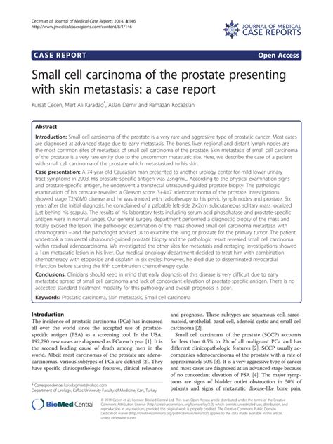 Pdf Small Cell Carcinoma Of The Prostate Presenting With Skin