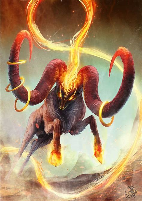 Fire Capra By Enigmasystem On Deviantart Fantasy Creatures Art