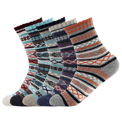 Ezgo Mens Wool Socks Thick Heavy Thermal Fuzzy Warm Winter Crew Socks For Cold Weather 5 Pairs