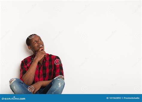 Pensive Young Black Man At Studio Background Stock Photo Image Of