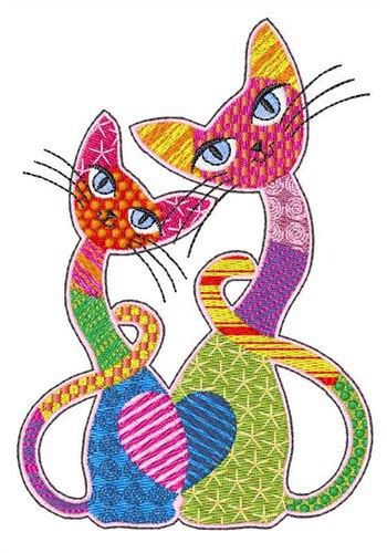 Annthegran Embroidery Design Patch Cats 378 Inches H X 261 Inches W
