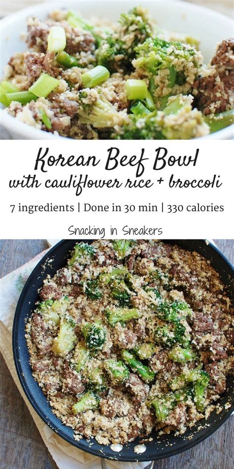 Korean Ground Beef Bowl with Cauliflower Rice and Broccoli ...