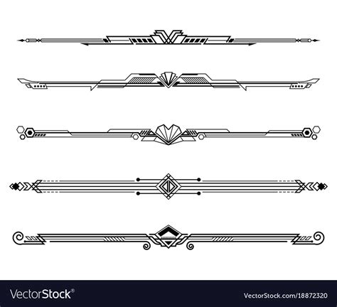 Set Art Deco Borders And Ornaments Royalty Free Vector Image