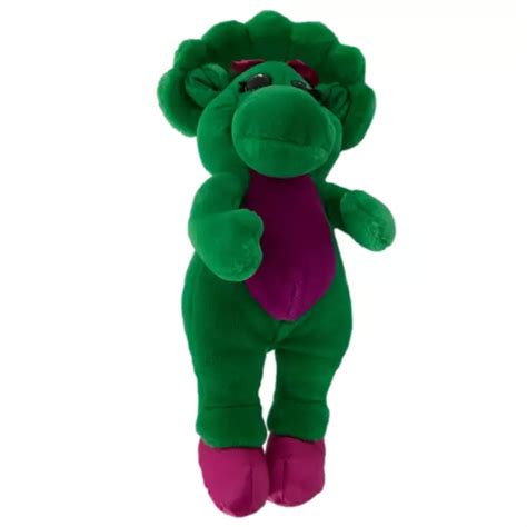 Baby Bop Plush Green Triceratops Barney And Friends Purple Belly Pink Bow