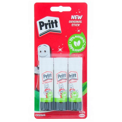Pritt Glue Stick 3pk 22g Pack Of 3