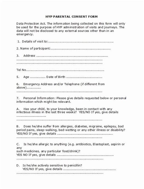 Parent Consent Forms Template Lovely 50 Printable Parental Consent Form