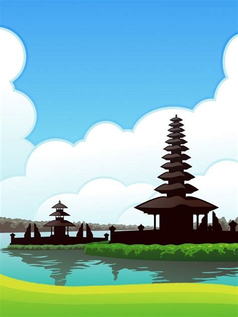 Premium Vector Bedugul Bali Background Cartoon Background Background Vector Free
