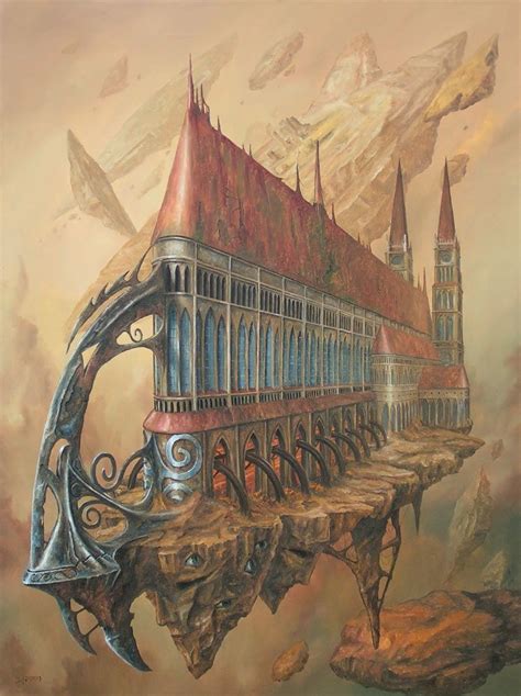 Paintings Of Surreal Architecture With Gothic Undertones Steampunk