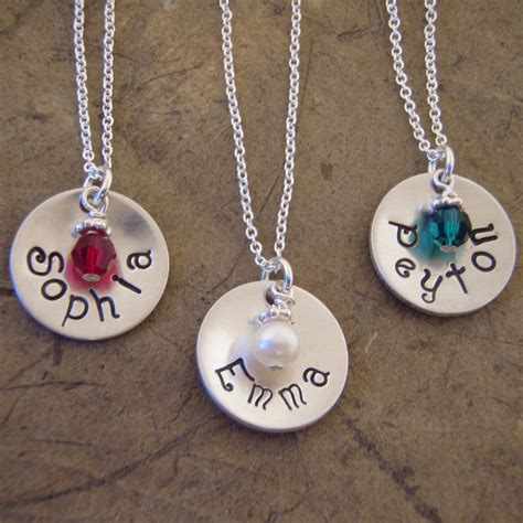 Name And Birthstone Necklace Little Girl Personalized Etsy