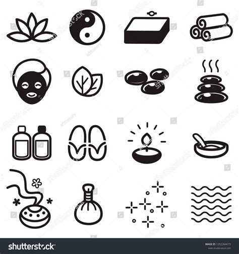 Spa Iconsspa Massage Therapy Cosmetics Icons Stock Vector Royalty Free 1252264015 Shutterstock