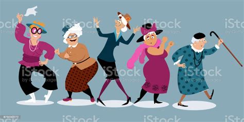 group of active senior women dancing eps 8 vector illustration free vector art vector