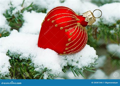 Christmas Ball On Snow Stock Photo Image Of December 28387346