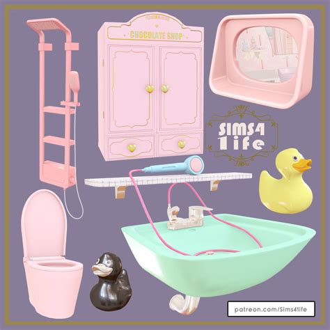 Sims41ife Pastel Bathroom Set Incluides 7 Objects