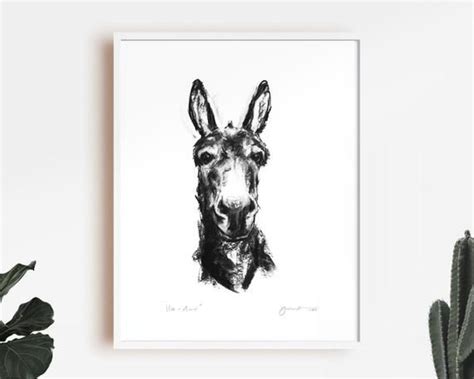 Donkey Drawing Print Donkey Art Print From A Charcoal Etsy Drawing