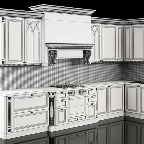 It is usually placed in one large room with the living room or family room. classic kitchen 3D Model MAX | CGTrader.com