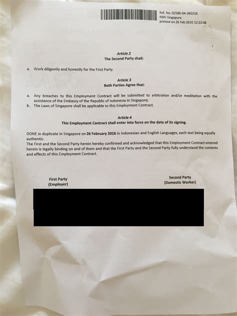 The employee may at any time terminate this agreement and his employment by Indonesian FDW contract