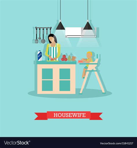Cooking Housewife Royalty Free Vector Image Vectorstock