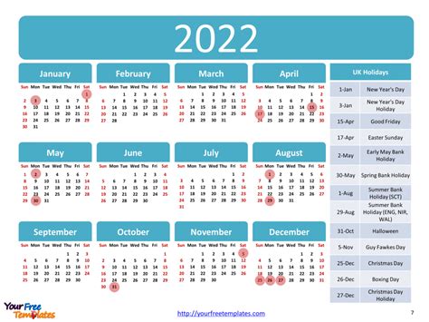 Printable Calendar 2022 Template With Holidays Page 3 Of 3 Free
