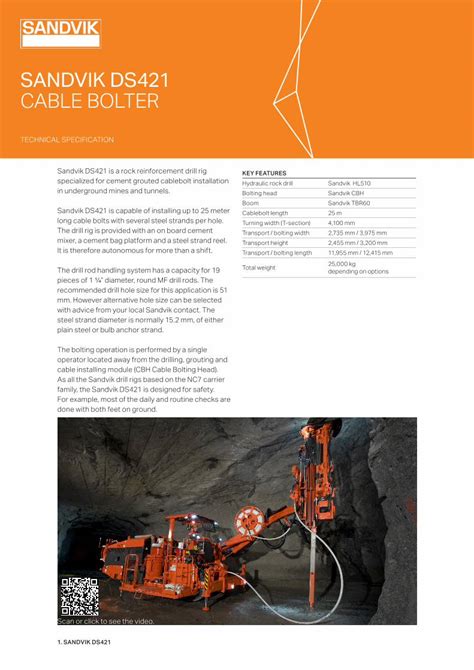 Pdf Sandvik Ds421 Cable Bolter United Mining