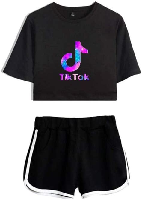 Lvabc Tik Tok Loose Loose Navel Short Sleeve Shorts Suit Female Summer