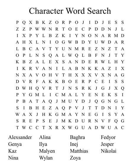 Character Word Search Wordmint