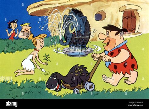 Flintstones Betty Rubble Barney Rubble Wilma Flintstone Fred Flintstone 1960 1966 Mowing