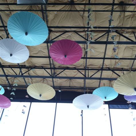 To come up with ideas on how to get everyone to go and keep everyone entertained so they will want. Spring dance decorating: hang paper parasols upside down and attach butterflies. Cute ...