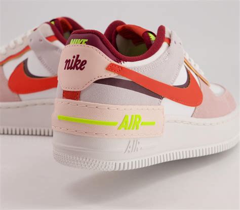 Nike Air Force 1 Shadow Trainers Team Red Orange Pearl Volt Summit