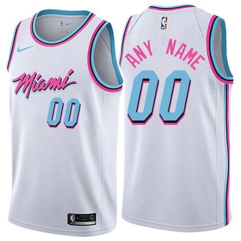 Miami Heat Mens Custom Name And Number White Athletic Jersey Free Shipping