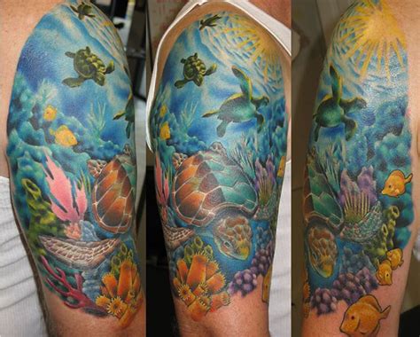 Tattoos Ocean Theme Ocean Life Halve Sleeve Tattoos