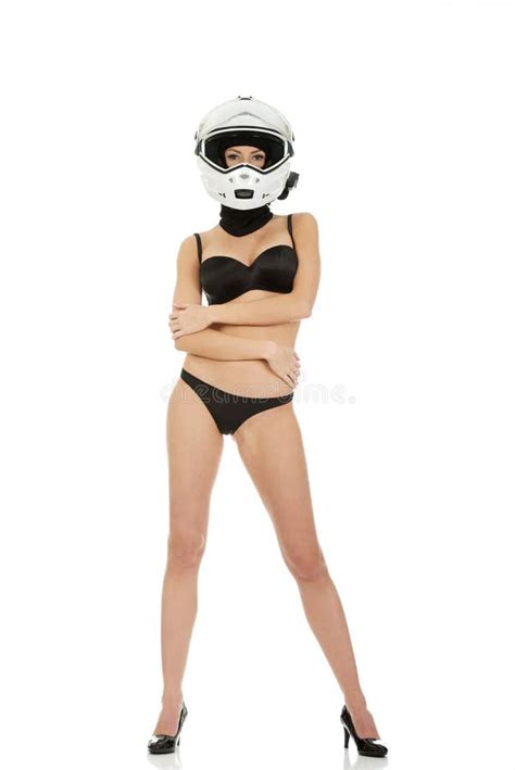 Woman With Motorcycle Helmet Stock Image Image Of Clothes Seductive