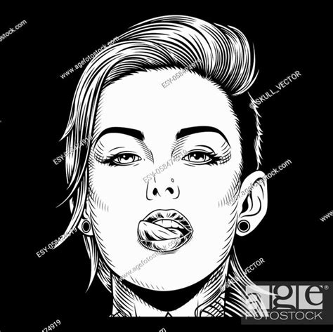 Sexy Women With Long Hair Close Up Hand Drawing Vector Stock Vector