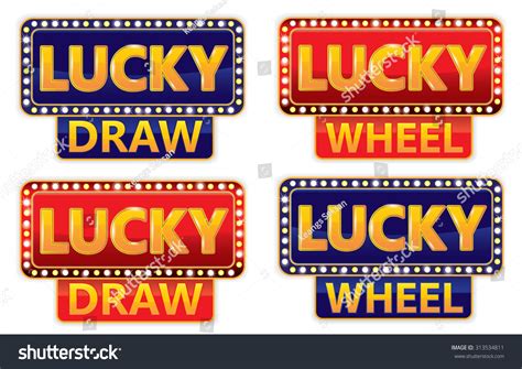 Lucky Draw Lucky Wheel Typografie auf Glühbanner Stock Vektorgrafik Lizenzfrei
