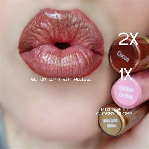 Lipsense Layering 2x Cocoa 1x Golden Orchid Sealed With Glossy Gloss Mixed With Ultra Gold