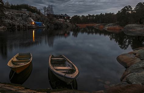 Fonds Decran Suède Stockholm Rivières Quai Bateau Nuit Nature