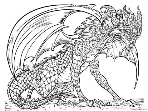 Fantasy Dragons Coloring Pages Dragon For Adults 5 Printable 2021 2572