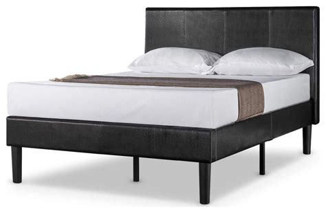 modern platform bed faux leather upholstery with strong slats california king transitional