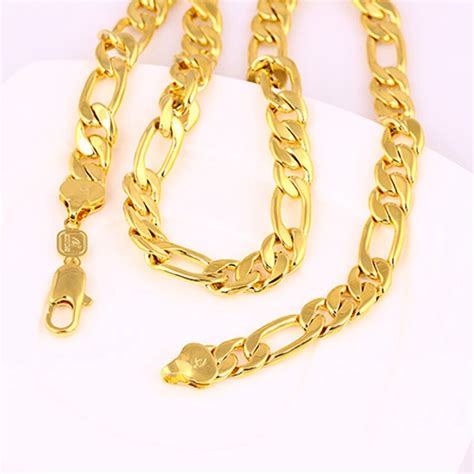 Mens gold figaro chain necklace. Classic Figaro Chain Yellow Gold Filled Mens Necklace Chain-in Chain Necklaces from Jewelry ...