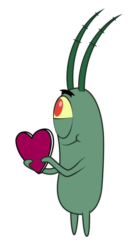 Spongebob Plankton With Valentine Sticker Mini Arte En Lienzo