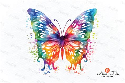 Rainbow Butterfly Watercolor Clipart Graphic By Crafticy · Creative Fabrica