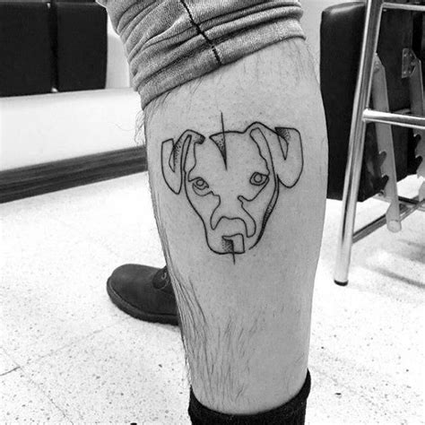 Black Ink Outline Dog Tattoo Dogtattoos Tattoos For Guys Trendy