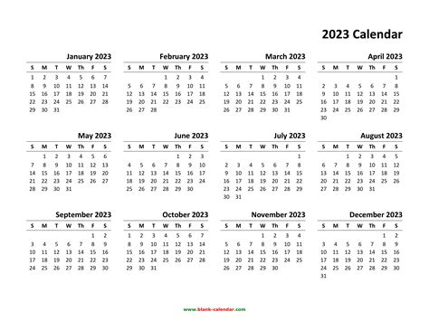 2023 Calendar Printable Cute Free 2023 Yearly Calendar Templates Yearly