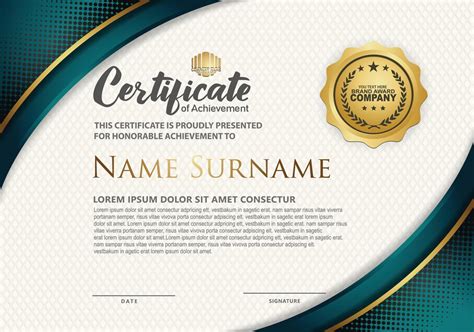 Luxury And Elegant Certificate Template With Halftone Texture On Curved