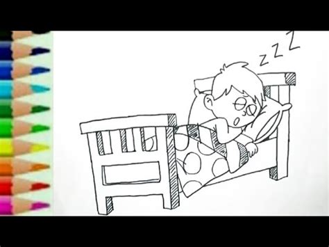 Cara menggambar tempat tidur anak dari kata tidur - Mengenal alfabet
