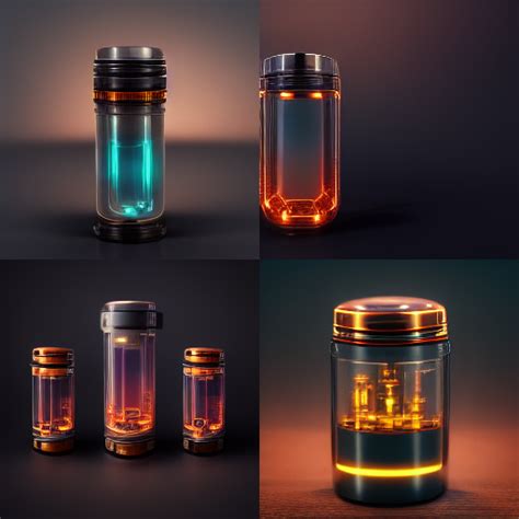 Futuristic Sci Fi Cylinder Vial Container With Clear Glass Casing And