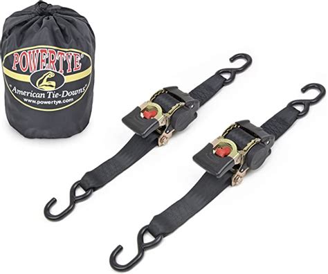 Powertye 2in X 10ft Retractable Heavy Duty Ratchet Tie Downs S Hooks With Included
