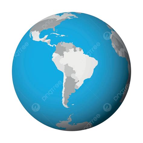 3d Earth Globe With Political Map Of South America Vector Sphere