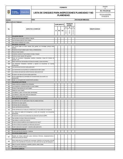 Calaméo Formato Lista De Chequeo Para Inspecciones Planeadas Y No