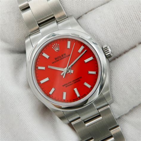 Rolex Oyster Perpetual 31 Mm Red Dial Ref 277200 New Full Set For